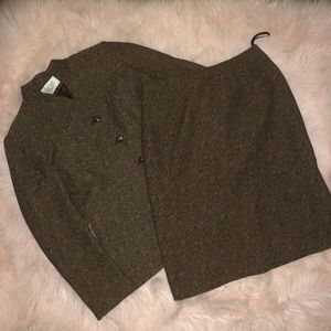 Le Suit Brown Paisley Damask Skirt Suit Size 8 8P